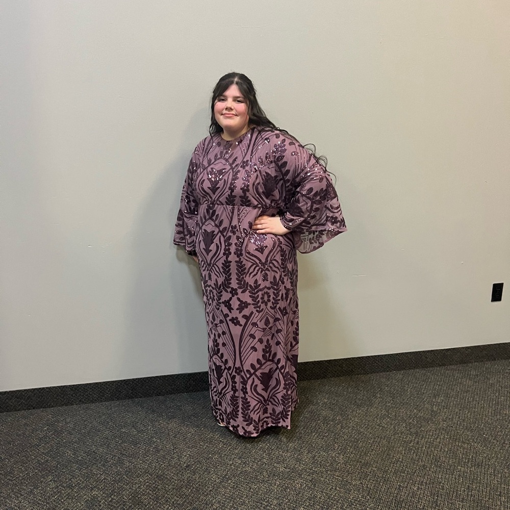 Dainty Jewells Purple Black Dolman Sleeve Gown